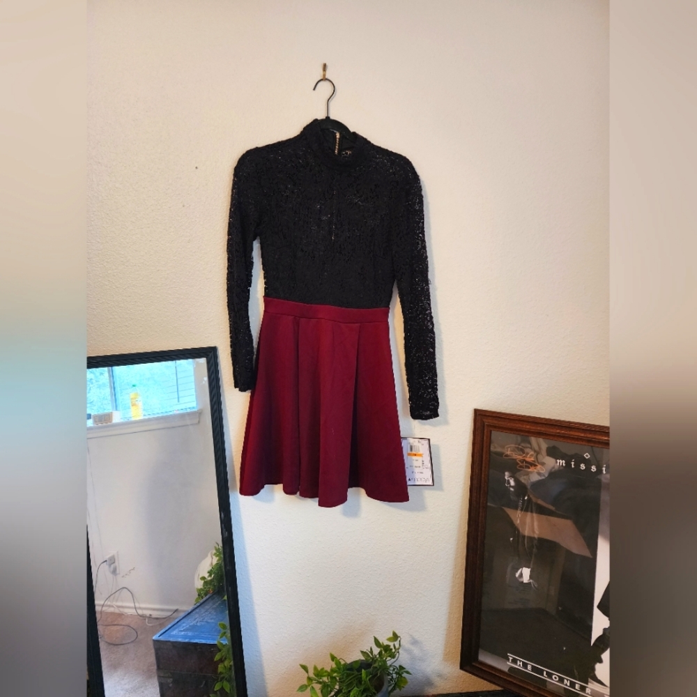 NWT Black Lace and A-line Skirt Dress | Size: 7/8